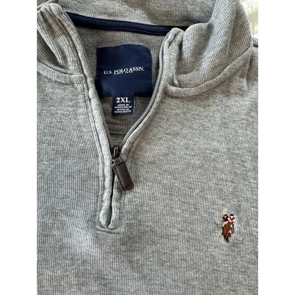 Lot Of 2 -US Polo‎ Assn Quarter Zip Sweater Men 2XL 1/4 Zip Pony Knit